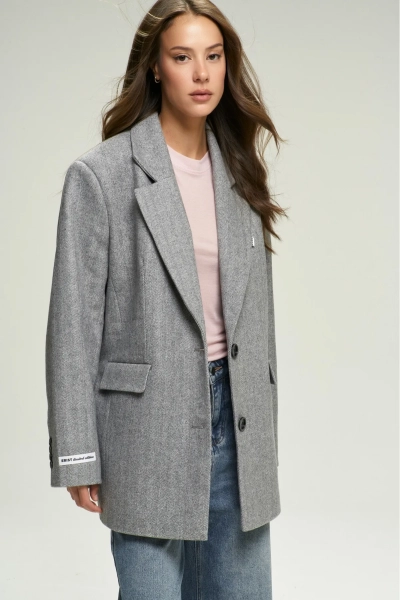 Пальто-жакет "Ёлочка" Grey Erist store, цвет: серый, НФ-00002559 купить онлайн
