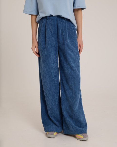 Брюки из вельвета с защипами BLUE