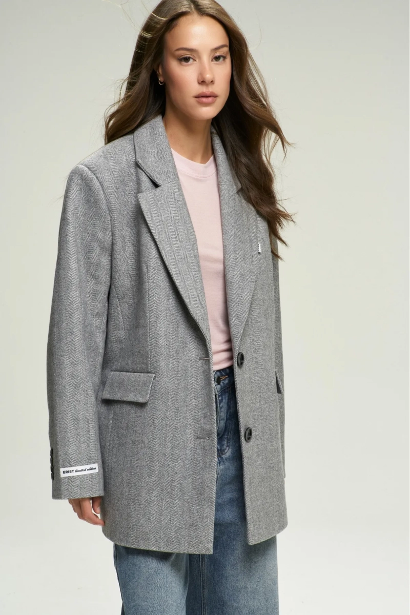 Пальто-жакет "Ёлочка" Grey Erist store, цвет: серый, НФ-00002559 купить онлайн