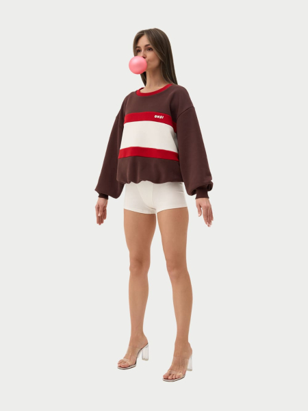 Свитшот с цветными вставками ONSI, цвет: коричневый,  купить онлайн