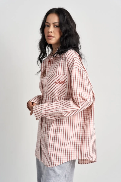 Рубашка в клетку Erist store, цвет: красный, НФ-00003483 купить онлайн