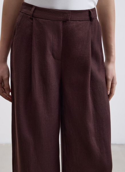 Брюки изо льна ALL WE NEED, цвет: коричневый, 2604W1689-19 купить онлайн