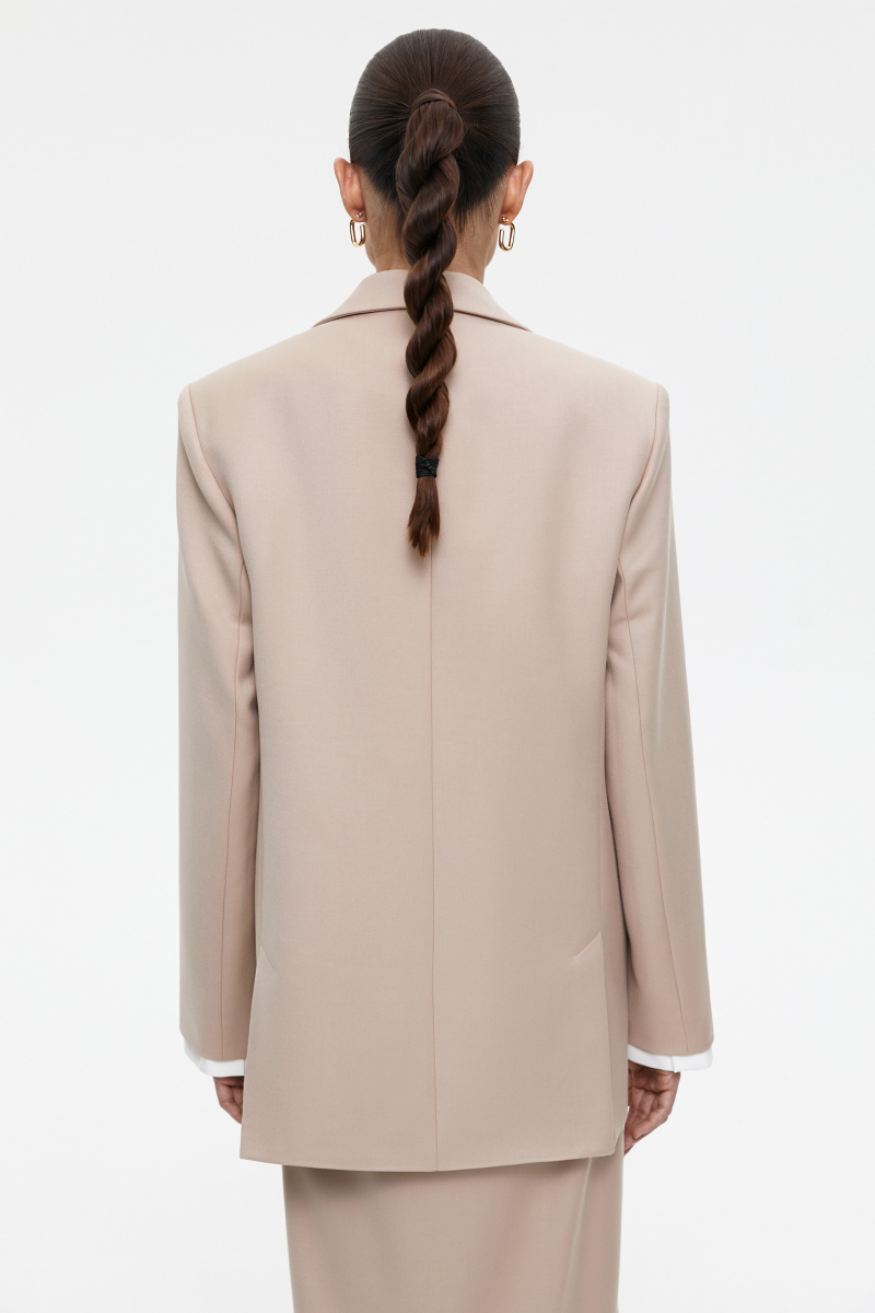 Пиджак с контрастными манжетами Charmstore, цвет: бежевый, 3010-2124-1000 купить онлайн