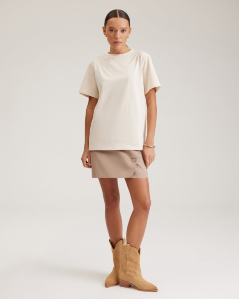 Футболка из хлопка To be Blossom, цвет: BEIGE, 131210 со скидкой купить онлайн