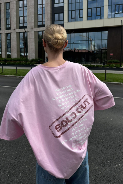 Футболка объемная с принтом SOLDOUT LIGHT PINK