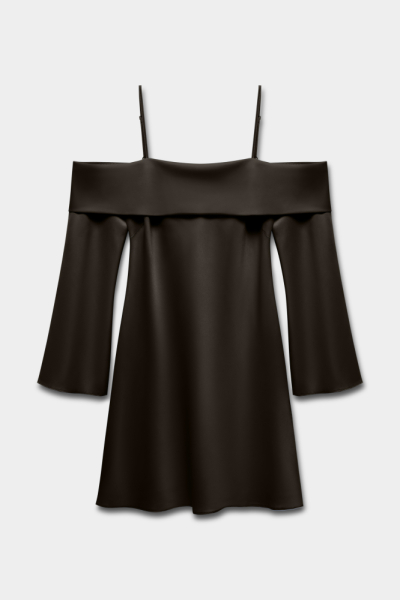Платье из сатина с открытыми плечами