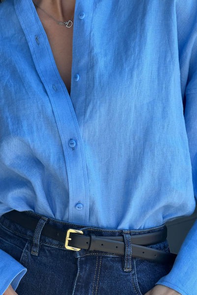 Рубашка объемная изо льна LIGHT BLUE