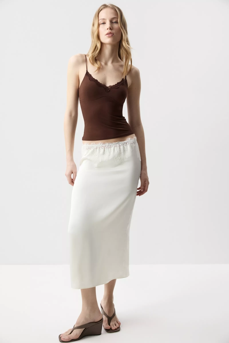 Топ с кружевом из вискозы Charmstore, цвет: шоколадный, 214-57165-551 купить онлайн