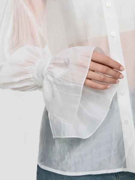 Полупрозрачная блуза ANNA PEKUN, цвет: белый,  купить онлайн