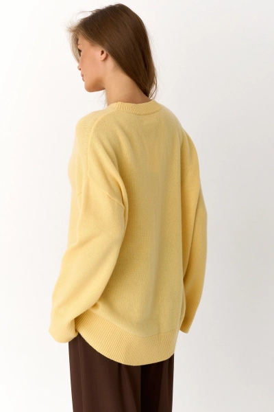Свитер О-образный из шерсти и кашемира Ricoco, цвет: нежно-желтый, 5065/3 купить онлайн