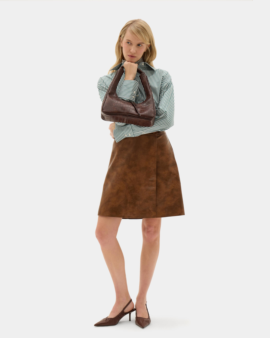 Сумка с фигурным дном Arny Praht, цвет: коричневый крокодил  купить онлайн