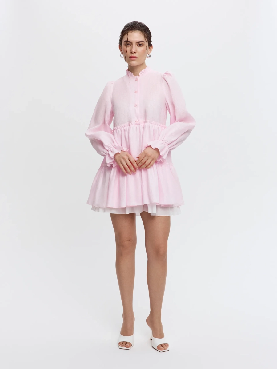 Платье-мини из льна ANNA PEKUN, цвет: розовый,  купить онлайн