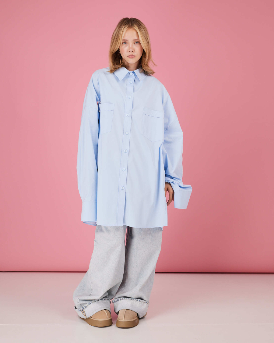Рубашка макси овер #16 TABOO, цвет: голубой, Rub16 купить онлайн