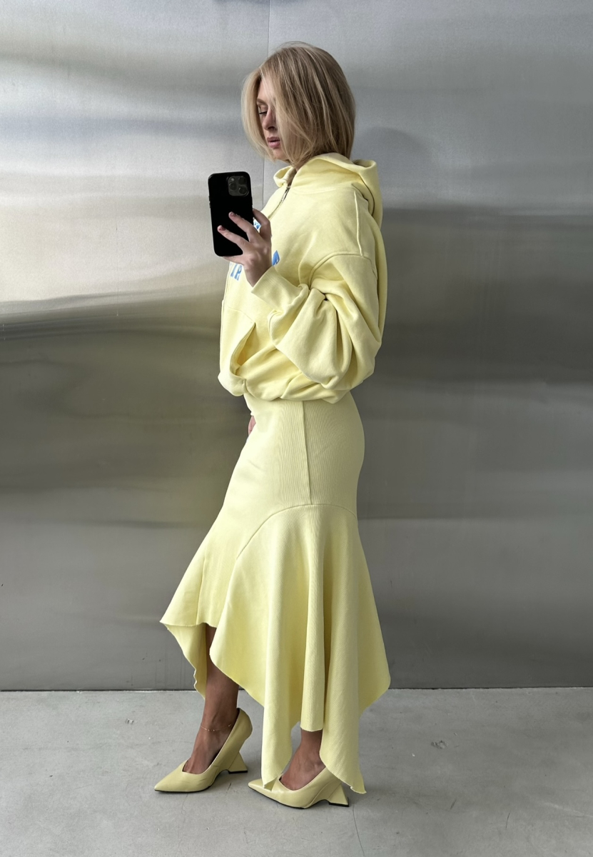 Юбка с клиньями из фактурного трикотажа Label .B, цвет: Светло-желтый, Sk.27.2.01LY купить онлайн