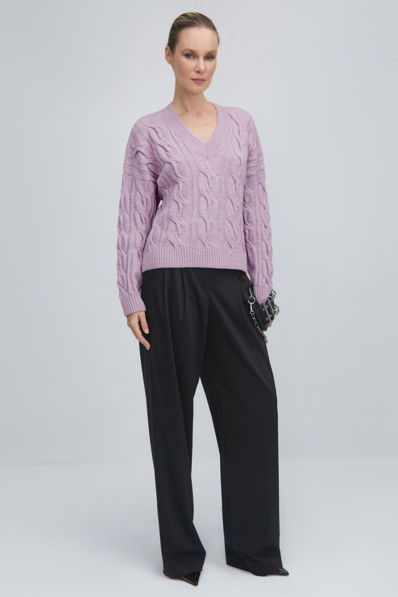 Пуловер с вязкой «косичка» TOPTOP, цвет: розовый, TT.050.13955.300 купить онлайн