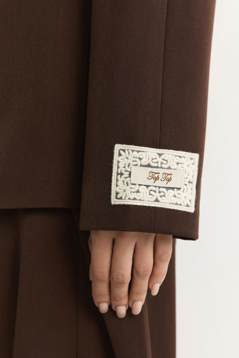 Жакет с контрастным воротником TOPTOP, цвет: коричневый, TT.060.19435.700 купить онлайн