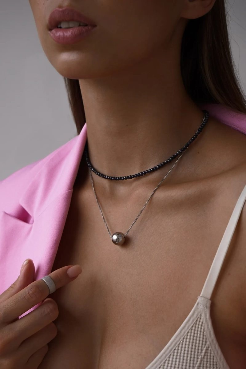 Серебряное колье-шар "Bubble" SBLESKOM, цвет: серебро, 11354 купить онлайн