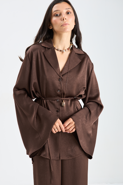 Костюм из атласа (блуза + брюки) MIA AIM, цвет: шоколадный, MIA685/523 купить онлайн