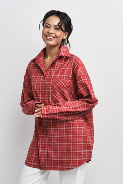 Рубашка в клетку с карманом Волнующий красный Erist store, цвет: красный, НФ-00003258 купить онлайн