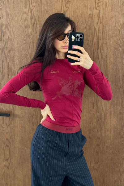 Лонгслив Slim-fit HRTG BURGUNDY