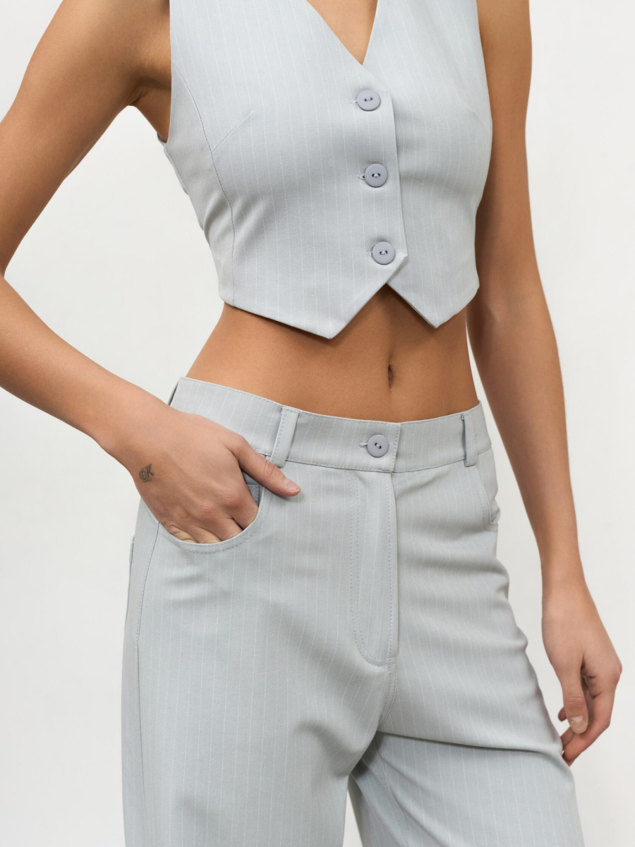 Классический жилет в полоску ANOTHER SELECT, цвет: серо-голубой, 00086 купить онлайн