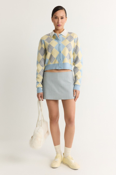 Кардиган из смесовой вискозы TOPTOP, цвет: голубой с принтом, TT.051.17707.601 купить онлайн