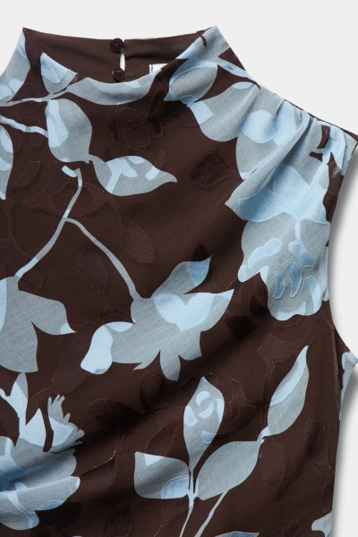 Платье из шифона с цветочным принтом REFERT, цвет: шоколадный/голубой, 08-4093/1-2511 купить онлайн