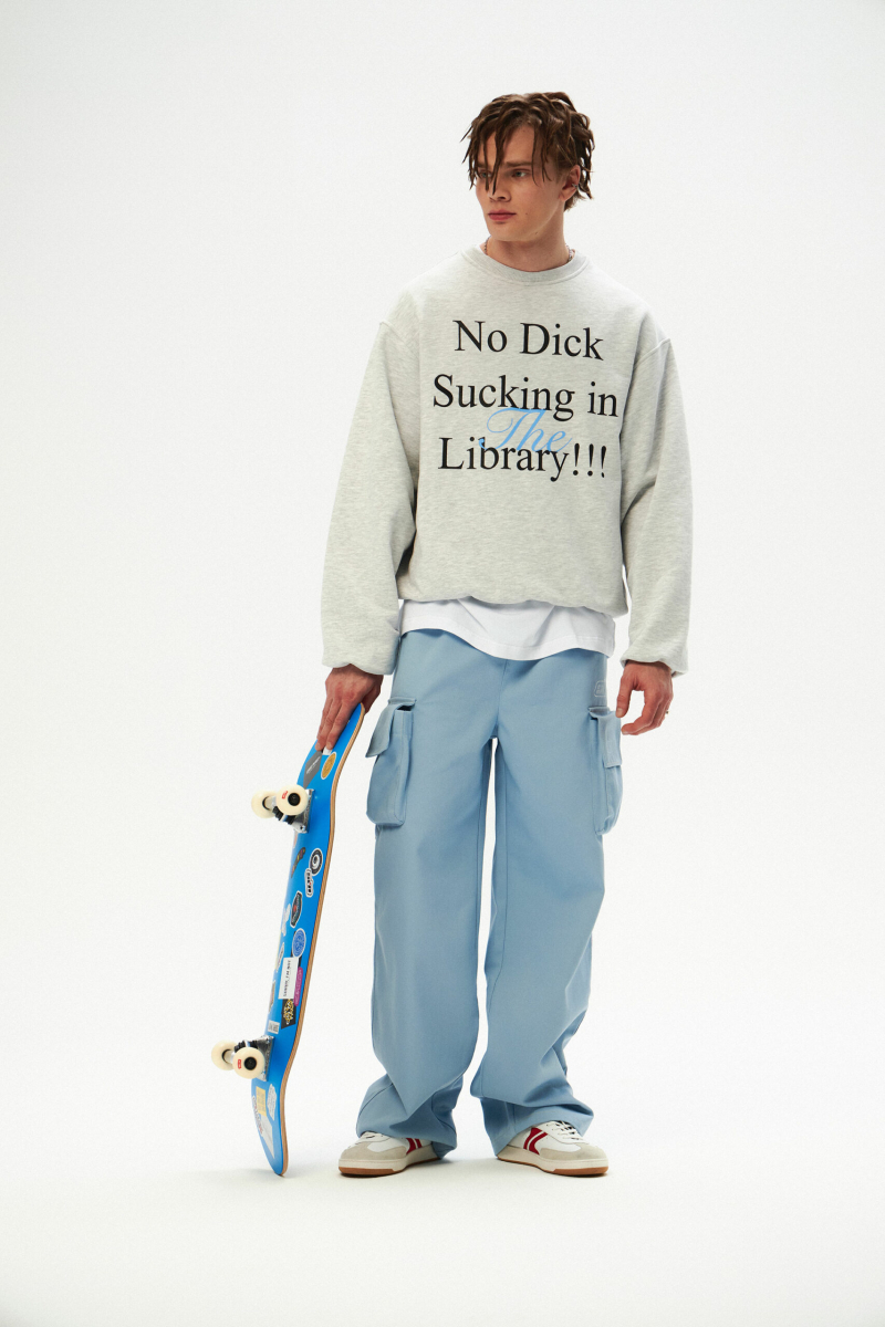 Свитшот NO DICK SUCKING IN THE LIBRARY SORRY, I’M NOT, цвет: серый меланж,  купить онлайн