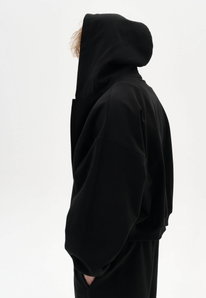 Оверсайз худи crop на молнии all., цвет: black, 00202 купить онлайн