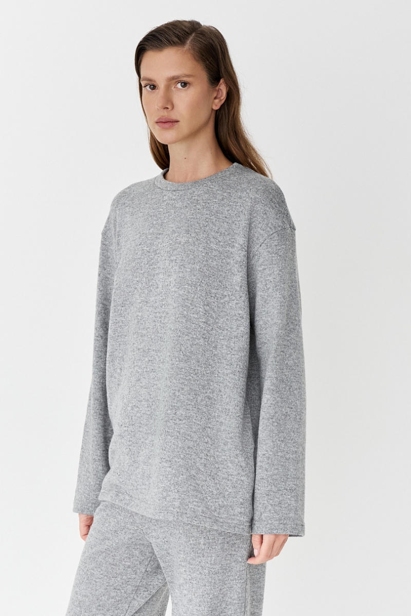 Свитшот из смесовой шерсти CL Ricoco, цвет: серый меланж, 7035/3 купить онлайн