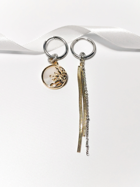 Серьги "Солнце с перламутром"