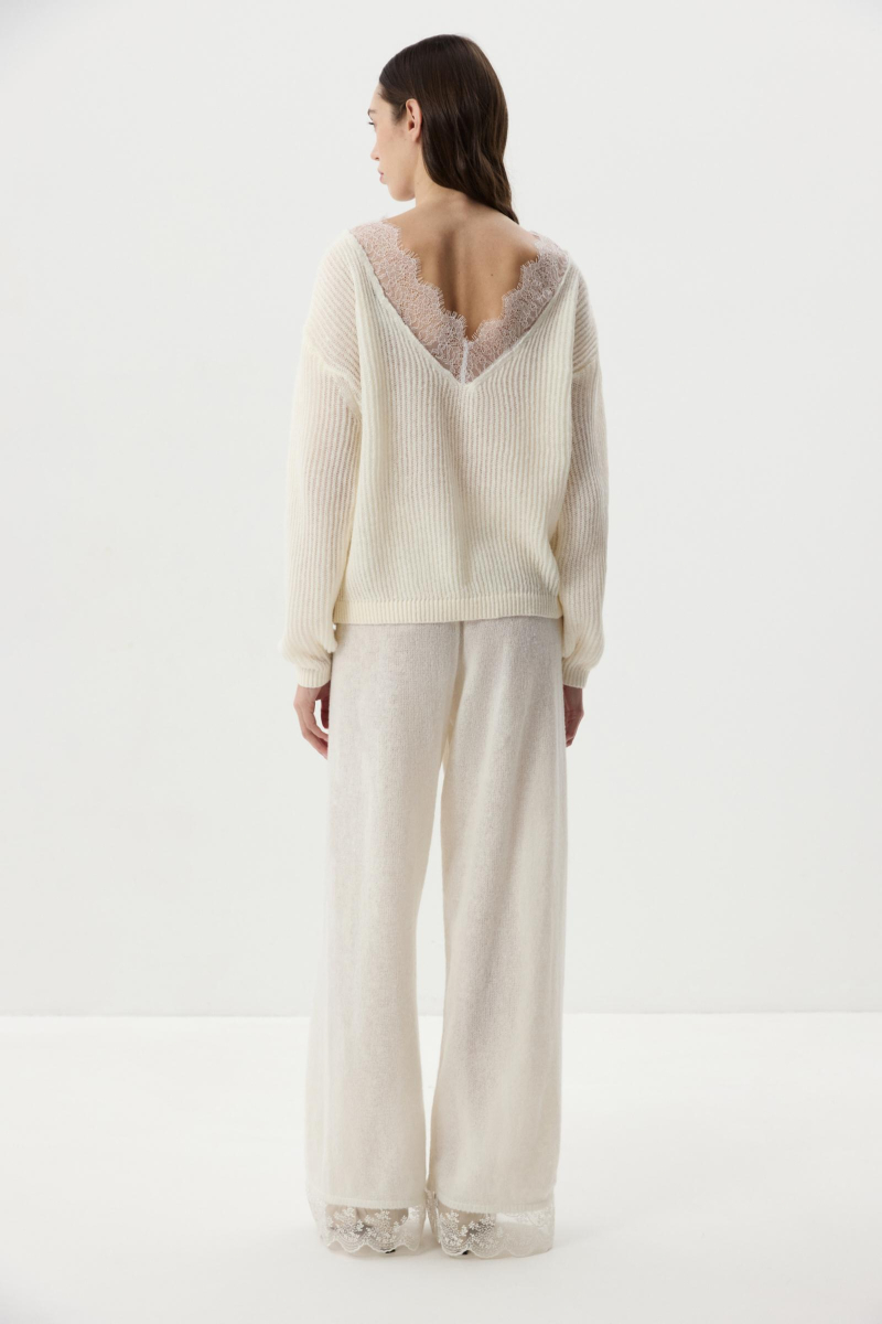 Джемпер с кружевом Charmstore, цвет: молочный, 303-49281-111 купить онлайн