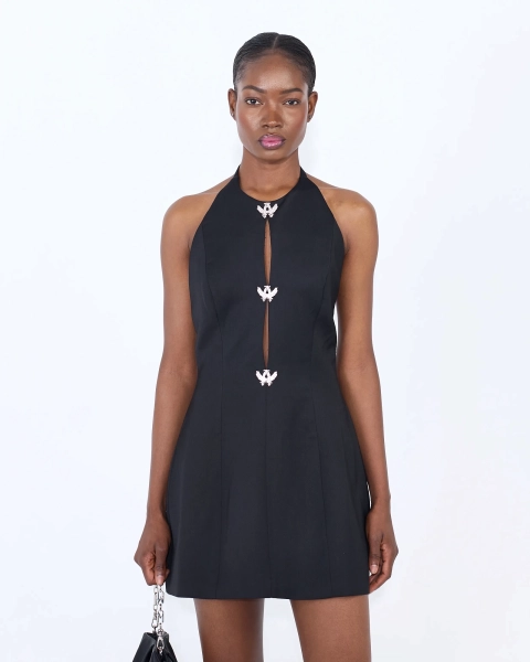 Платье мини с открытой спиной FLYING A BLACK ASIA ST 71, цвет: Черный, Ast71.dress-mini-fly-black купить онлайн