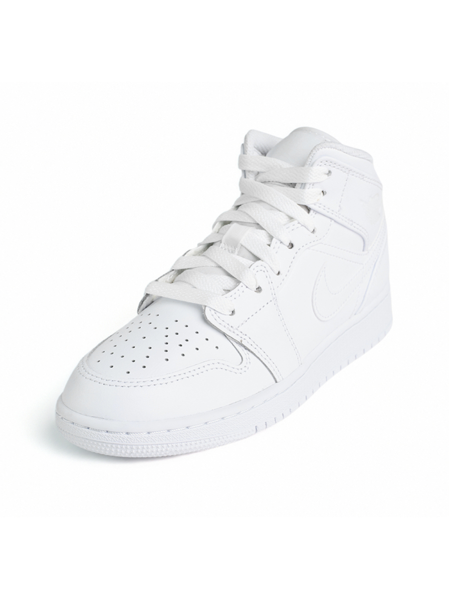 Кроссовки подростковые Jordan 1 Mid "Triple White" NKDADDYS SNEAKERS, цвет: белый 554725-136 купить онлайн