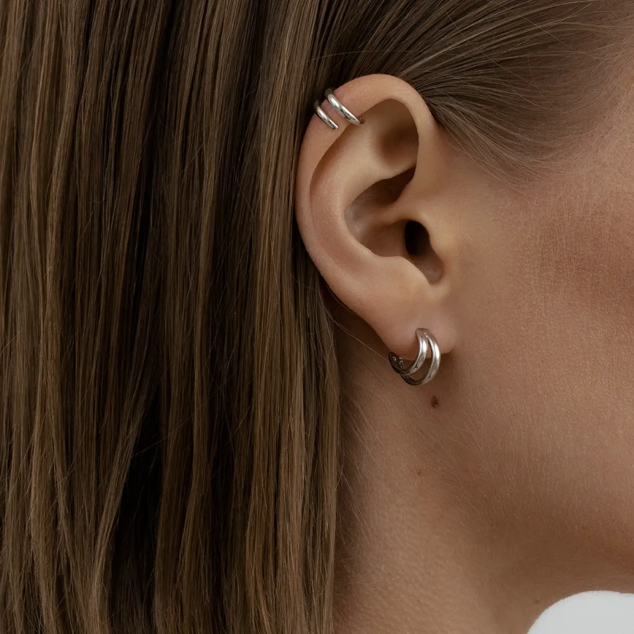 Двойные незамкнутые хупы Amanta Darkrain, цвет: серебро, SR3011 купить онлайн