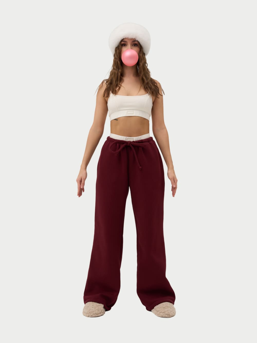 Брюки на завязках с начесом