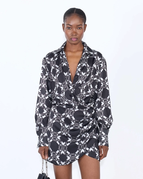 Платье с запахом SATIN PATTERN GREY ASIA ST 71, цвет: серый, Ast71.dress-satin-pattern купить онлайн