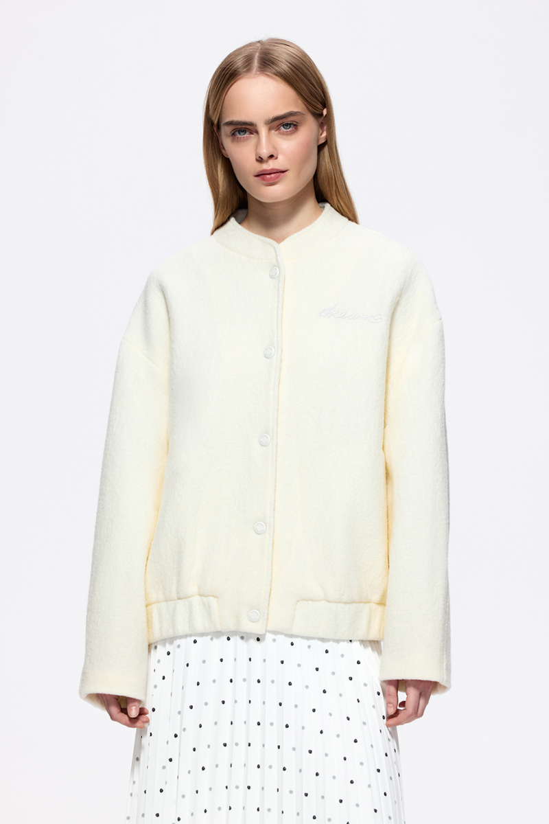 Бомбер из шерстяного букле