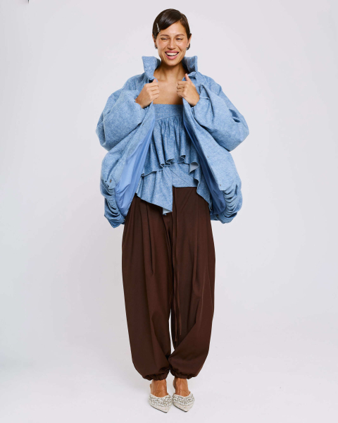 Топ из денима с воланами Anmuse, цвет: синий, TP26SP317-DM купить онлайн