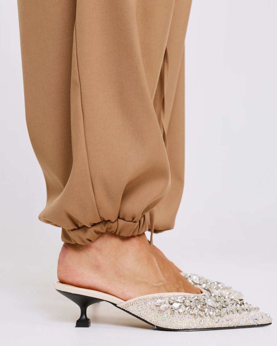 Брюки-шаровары из костюмной ткани Anmuse, цвет: бежевый, BL26SP312-CRM купить онлайн