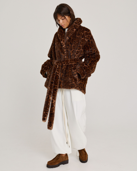 Пальто меховое LEOPARD Anmuse, цвет: разноцветный, FUR25W184-LEO купить онлайн