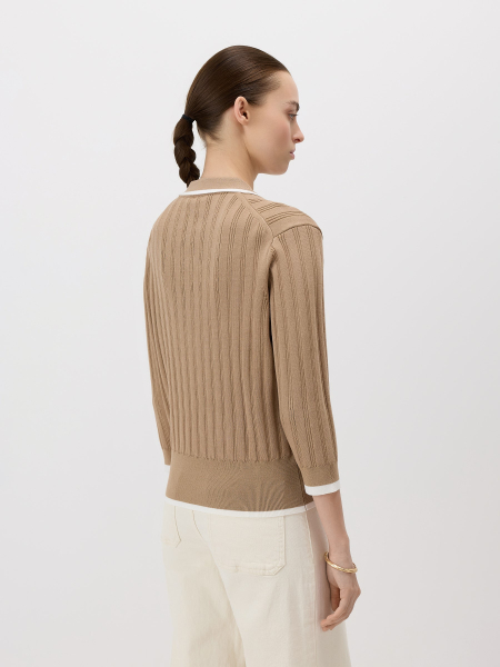 Пуловер в рубчик Conso, цвет: бежевый/молочный, KPM 260733 - бежевый/молочный купить онлайн