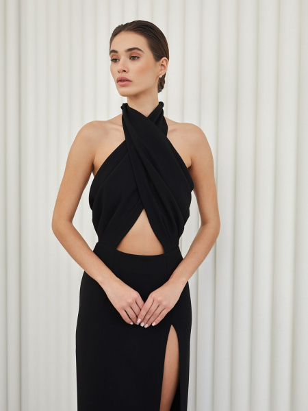 Платье макси с высоким разрезом I.B.W., цвет: Черный, ED048 купить онлайн