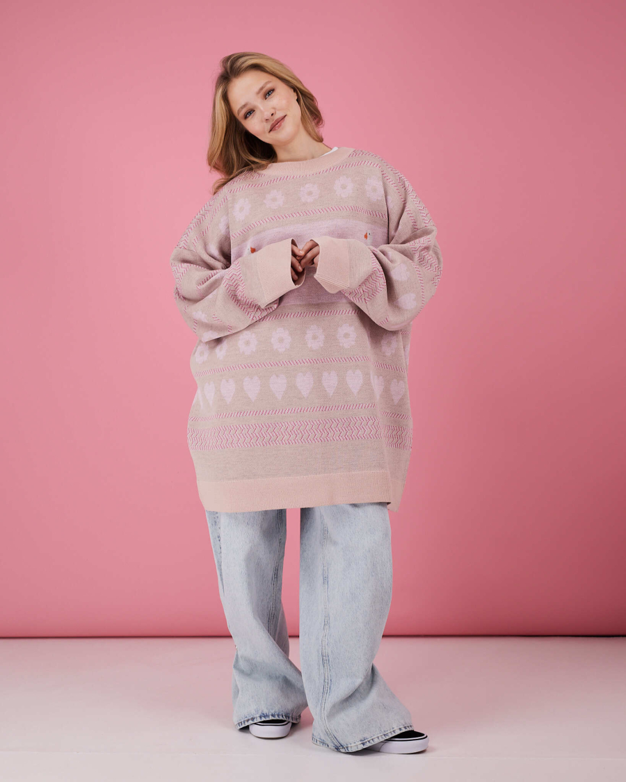 Свитер Гусиный паттерн TABOO, цвет: розовый, svguspat купить онлайн