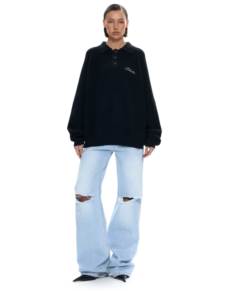 Вязаное поло Suborbia, цвет: Черный, 007129 купить онлайн