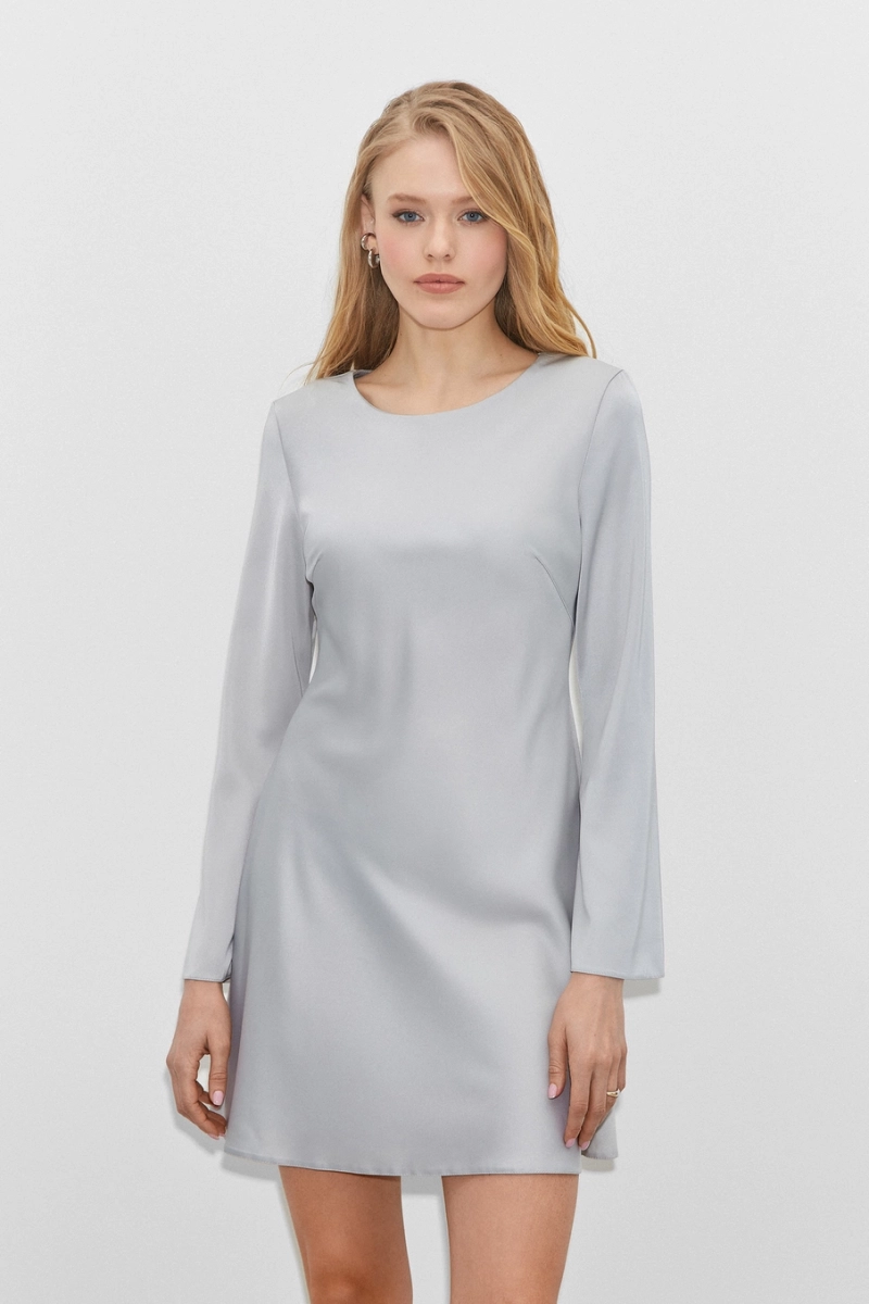Платье из атласа расклешенного силуэта Mollis, цвет: серый, 12-09-2491/3 купить онлайн