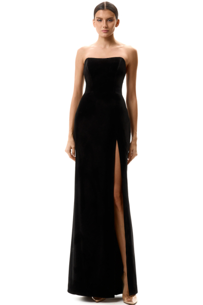 Бархатное корсетное платье макси