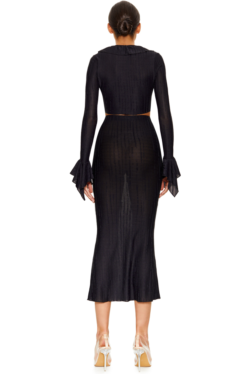 Блузка трикотажная с воланами SODAMODA, цвет: Черный, 19290 купить онлайн