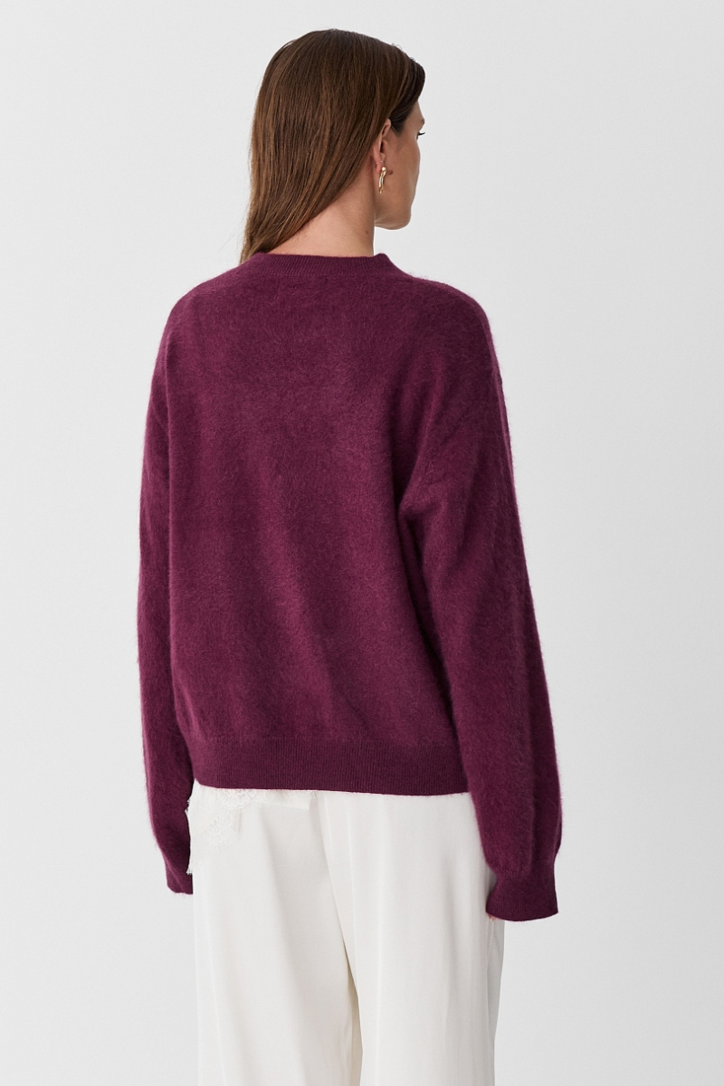Свитер пушистый из 100% шерсти Ricoco, цвет: сливовый, 6099/1 купить онлайн