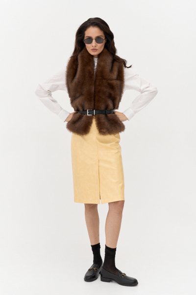 Шарф из экомеха с подкладом Ricoco, цвет: шоколадный 7004/1 купить онлайн